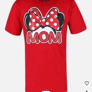 Disney mom Red Tee with Polka Dot Bow and 'MOM' Print minnie mouse NWT XL